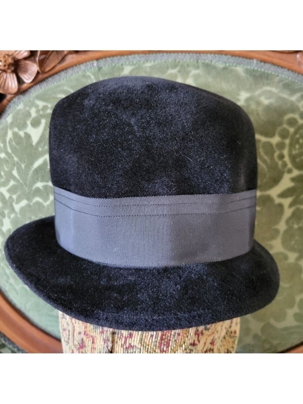 Vintage 1920s B. Forman Co. Riviera Italian Made Black Velour Hat Chapeau - Picture 7 of 10